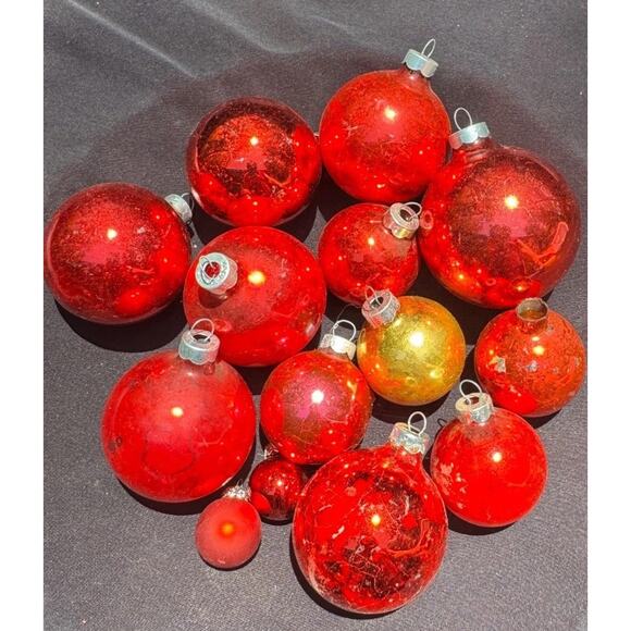 Vintage Mercury Glass Early Shiny Brite Marked Made USA Ornament Lot -OR3/2 - Picture 1 of 11